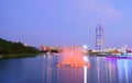 View of National Stadium and Olympic Park Multi-Function Broadcasting Tower in Beijing China Royalty Free Stock Photo