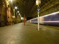 Night view of the interior of railway station.