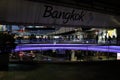 Night view of the intersection and BTS Skywalk MBK Center of the National Stadium BTS station Royalty Free Stock Photo