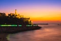 Night view of Jaffa from the Tel Aviv Promenade Royalty Free Stock Photo