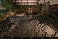 Night view of Japanese Rock Garden or `dry landscape` garden Background in a Traditional Temple Royalty Free Stock Photo