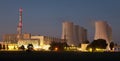 Night view of Jaslovske Bohunice nuclear power plant Royalty Free Stock Photo