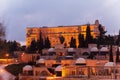 Night View of Jerusalem Streets with King David Hotel Building, Royalty Free Stock Photo