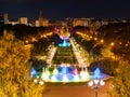 Night view of Jose Antonio Labordeta park or Parque Grande in Zaragoza