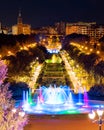 Night view of Jose Antonio Labordeta park or Parque Grande in Zaragoza Royalty Free Stock Photo