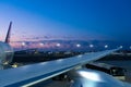 Night view from just landed airplane in Istanbul international airport Royalty Free Stock Photo