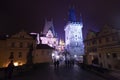 Night view of Karlov bridge Royalty Free Stock Photo