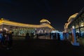 Doha, Qatar - December 2, 2022: Night view of Katara Plaza Galeries Lafayette in Katara Cultural Vilage Doha, Qatar.