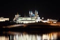 Night view on kazan kremlin with reflection in river