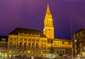 Night view of Kiel city hall Royalty Free Stock Photo