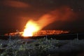 Night view of the Kilauea caldera at night, with lava glow, Big Island, Hawaii Royalty Free Stock Photo