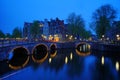 Korte Niezel and Amsterdam canals at night Royalty Free Stock Photo