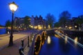 Korte Niezel and Amsterdam canals at night Royalty Free Stock Photo
