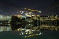 Night view of Kotor Bay and part of Kotor city. Montenegro Royalty Free Stock Photo