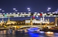 Night view of the Kremlin and Moskva River, Moscow, Russia--the most popular view of Moscow Royalty Free Stock Photo