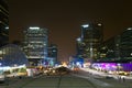 Night view of La DÃÂ©fense. Royalty Free Stock Photo