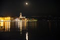 Lake - lago - Garda, Italy. Town of SalÃÂ², lakeside promenade by night