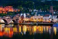 Night view of landmarks in Heidelberg, Germany Royalty Free Stock Photo