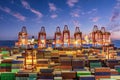 Night view of large container terminal port. Royalty Free Stock Photo