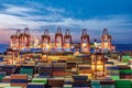 Night view of large container terminal port Royalty Free Stock Photo