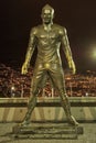 A night view of the larger than life sized Cristiano Ronado statue outside the CR7 Museum in Funchal, Madeira