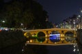 Night view on Latin Bridge is an Ottoman bridge over the river Miljacka in Sarajevo, Bosnia and Herzegovina. Royalty Free Stock Photo