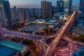 Night view of Liaoning industrial exhibition hall and overpass