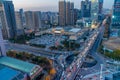 Night view of Liaoning industrial exhibition hall and overpass