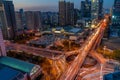 Night view of Liaoning industrial exhibition hall and overpass