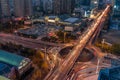 Night view of Liaoning industrial exhibition hall and overpass