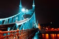 Night view of the Liberty bridge at Budapest, Hungary Royalty Free Stock Photo