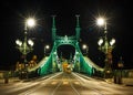 Night view of Liberty Bridge in Budapest, Hungary Royalty Free Stock Photo