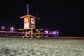 Night view of a lifeguard tower, Newport Beach, California Royalty Free Stock Photo