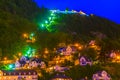 Night view of a lift to the floyen mountain in bergen, norway...IMAGE Royalty Free Stock Photo