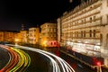 NIght view with light trails of Canal Grande from famous Rialto Bridge, Venice Royalty Free Stock Photo