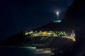 Night view of the lighthouse in Cefalu on Sicily Royalty Free Stock Photo