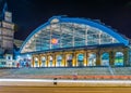 Night view of the Lime street train station in Liverpool, England Royalty Free Stock Photo