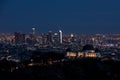 Night view of the Los Angeles Skyline, from behind Griffith Observatory Royalty Free Stock Photo