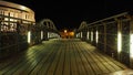 Night view of the Lovers Bridge on the Mill Island in Bydgoszcz, Poland