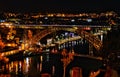 Night view of Luis I bridge in Oporto Royalty Free Stock Photo