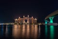 Night view of the Luxurious Atlantis Hotel in Palm Jumeirah taken at the blue hour. Tourists attrac Royalty Free Stock Photo