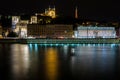 Night view from Lyon city near the Fourviere cathedral Royalty Free Stock Photo