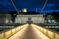 Night view of Lyon from footbridge Royalty Free Stock Photo