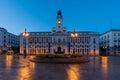 Night view in Madrid Puerta del Sol square Km 0 in Madrid, Spain Royalty Free Stock Photo
