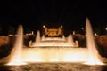 Night view of Magic Fountain light show in Barcelona, Spain