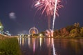 Night view of the Maidult with Ferris wheel in Regensburg, Germany Royalty Free Stock Photo