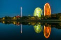 Night view of the Maidult with Ferris wheel in Regensburg, Germany Royalty Free Stock Photo