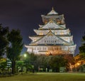 Night view of the main keep of the Osaka castle in Osaka, Japan Royalty Free Stock Photo