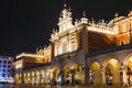 Night view of Main Market Square and Sukiennice in Krakow. Krakow is one of the most beautiful Royalty Free Stock Photo