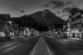 Night view of Main strret of Banff townsite Royalty Free Stock Photo